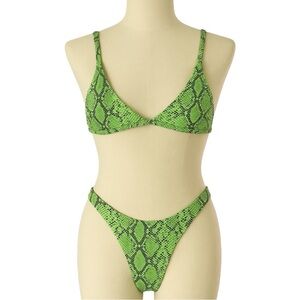 Zaful Women's Snake Print Bikini Set Emerald Green Size M